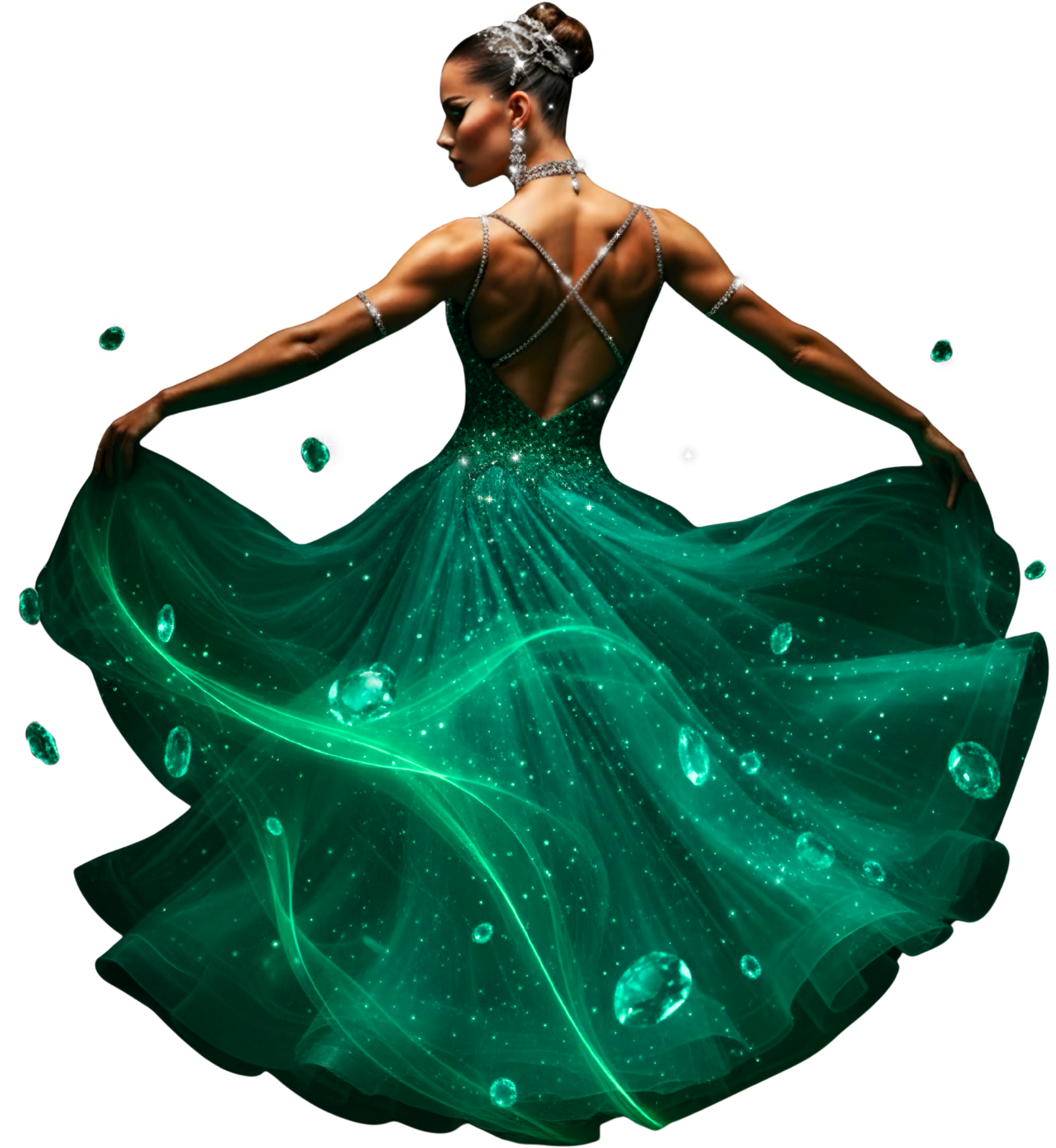 Model in Emerald Dress